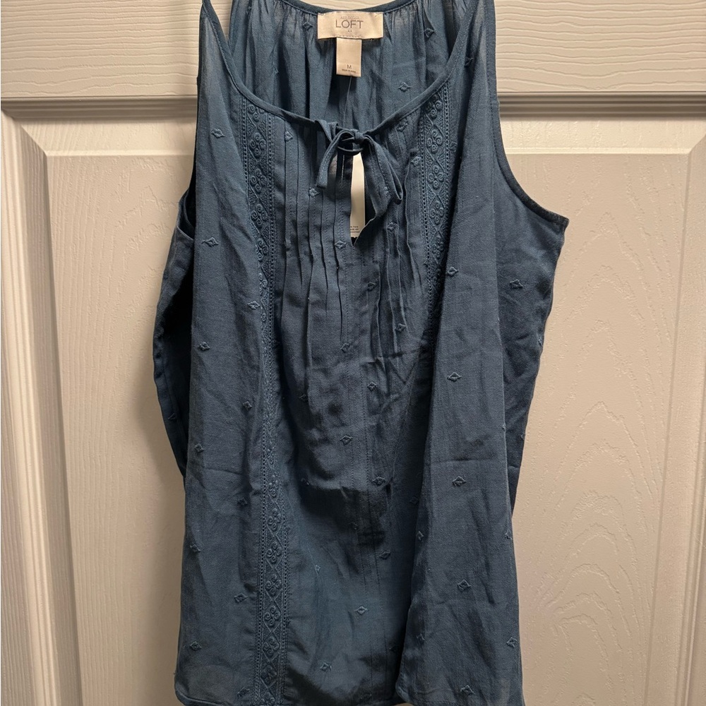 💙💙LOFT Women's Teal Embroidered Tank Top NWT